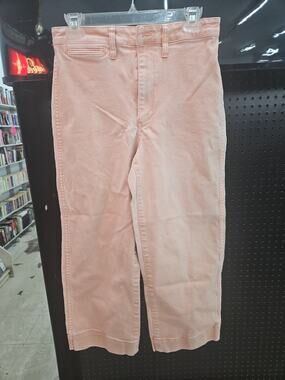 Madewell Pull On Capri Jeans Women Coral Cropped Pants Size 28 Missing Button